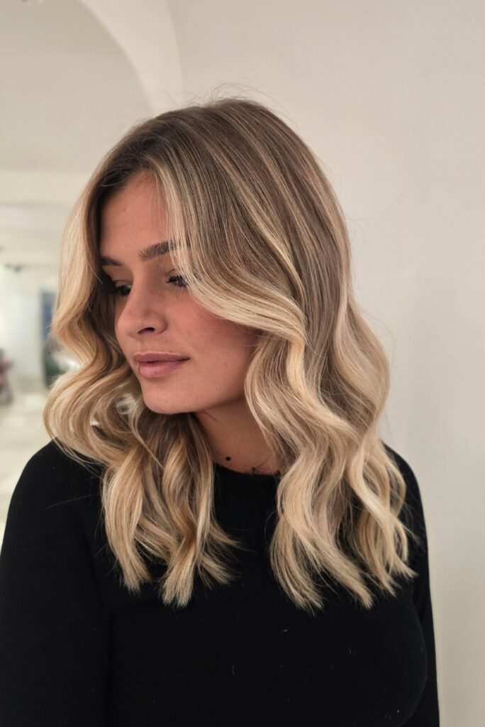 Un balayage à l'aide d'une coloration naturelle